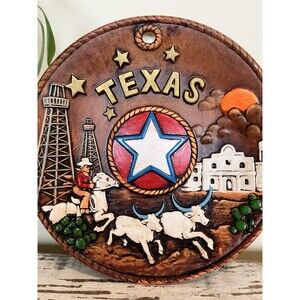Vintage TEXAS Decorative Wall Decor Souvenir Wall Plate Lone Star State / Retro